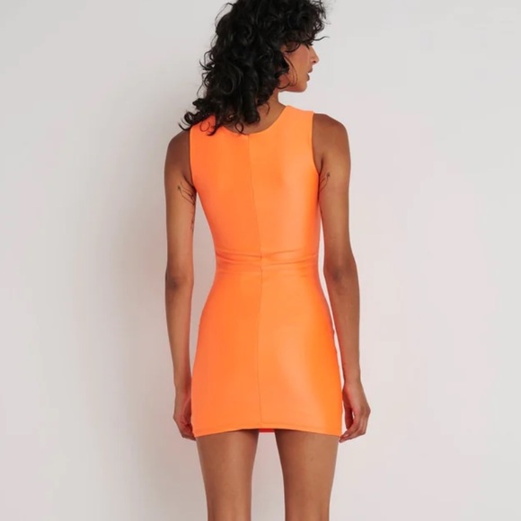 Effie Kats Anadi Neon Orange Mini Dress Size Medium - Picture 2 of 8